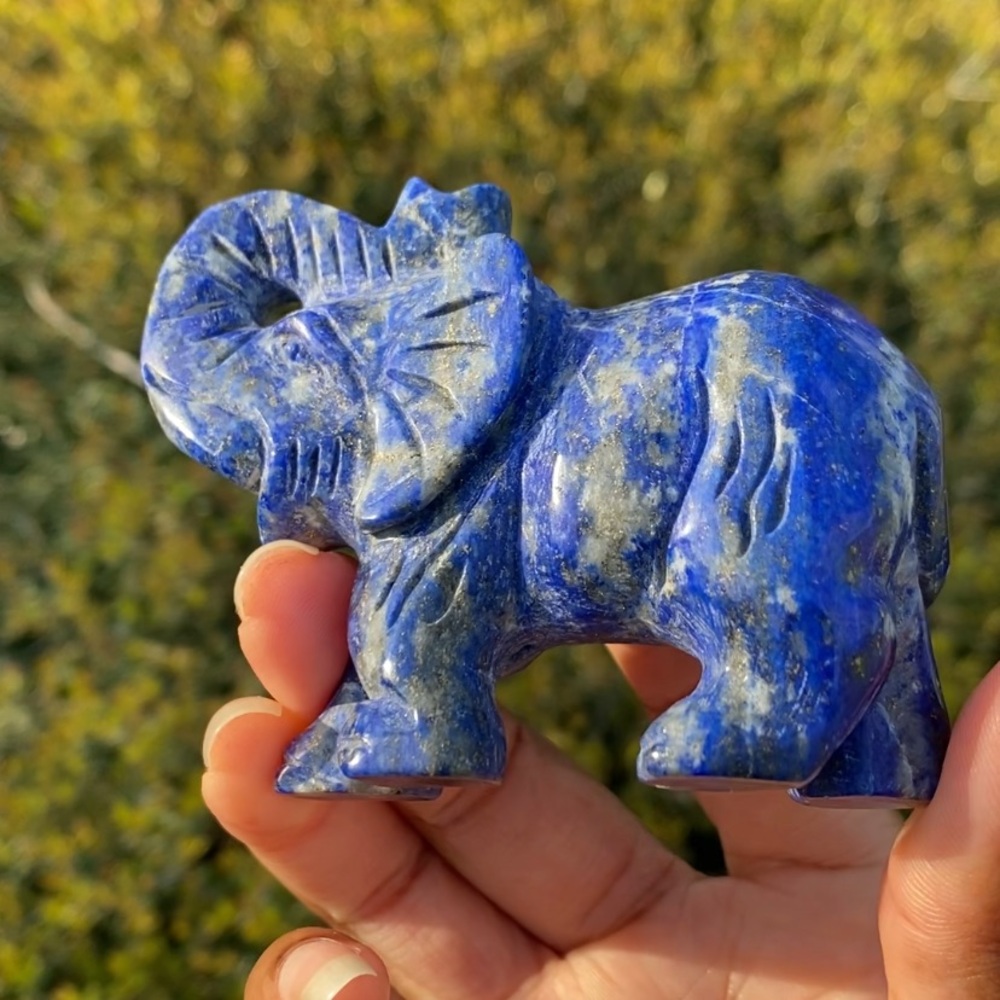 Lapis Lazuli with Pyrite Elephant Carving - Picture 12 of 13